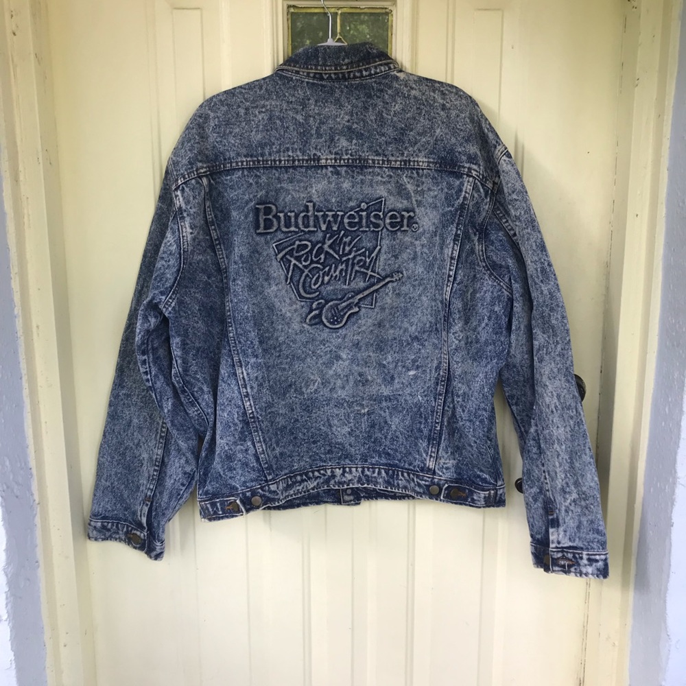 Vintage Budweiser “Rock’n Country” Embossed Denim Jacket Size XL